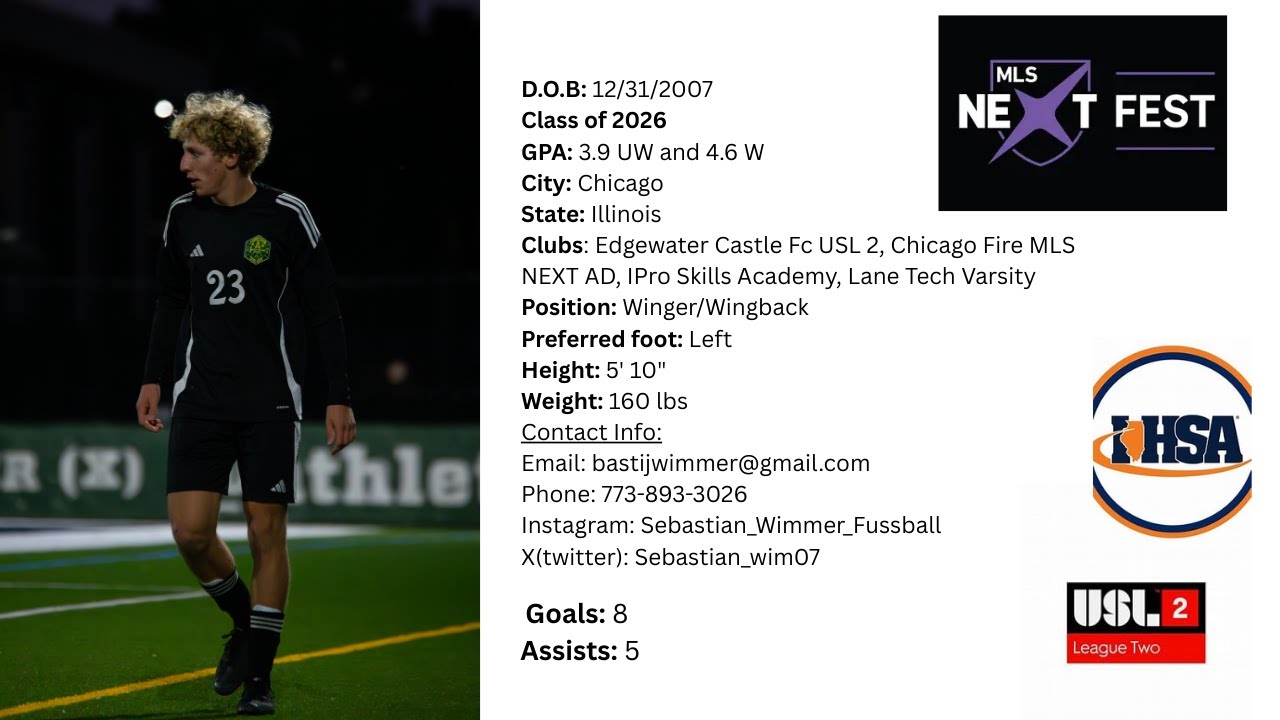 Sebastian Wimmer | USL 2, MLS Next AD, IHSA | LW/LWB (2026) | Left footed