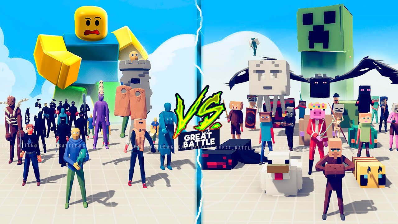MINECRAFT TEAM vs ROBLOX TEAM - Totally Accurate Battle Simulator TABS