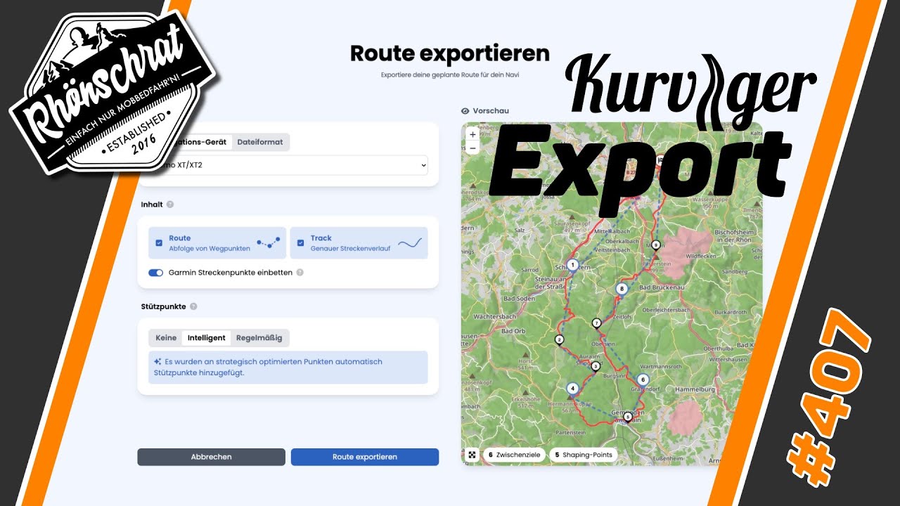 Die neue Exportfunktion von Kurviger | №407