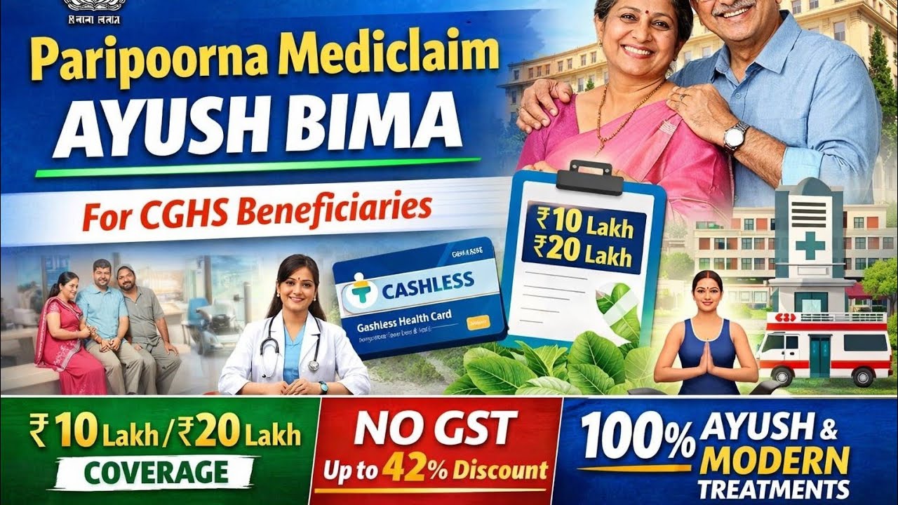 CGHS Beneficiaries Alert! ₹10–20 Lakh Cover with Paripoorna Mediclaim Ayush Bima 