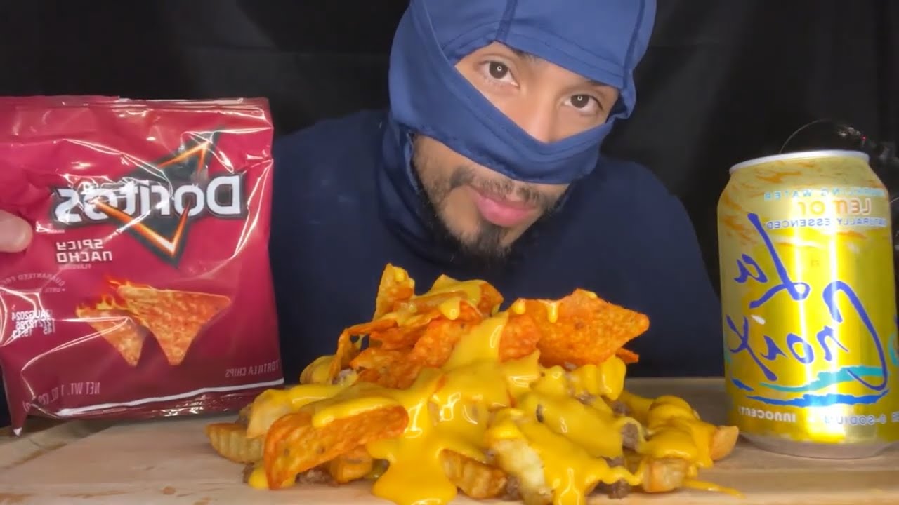 #ASMR FRENCH FRIES & DORITOS WITH NACHO CHEESE #ASMREATING