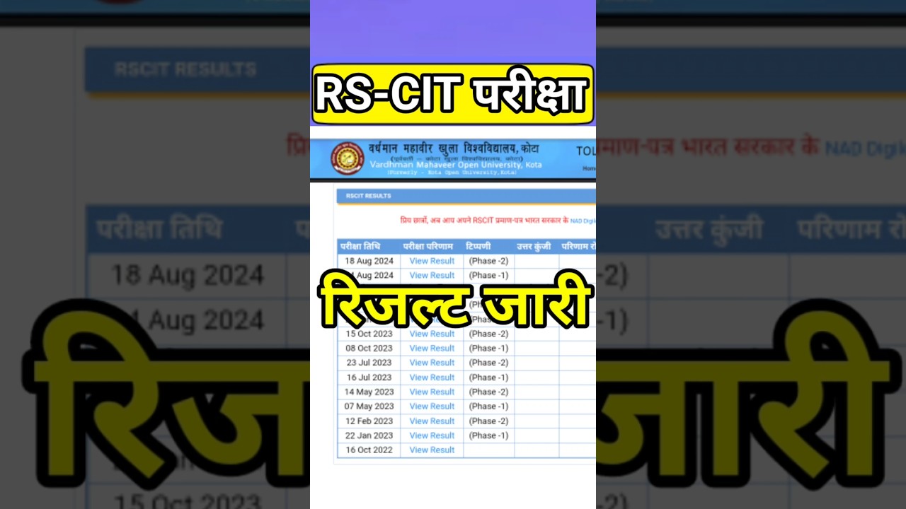Rscit result || #rscitresult || rscit result chek kese kre | #rscit #rscitpaper #shorts