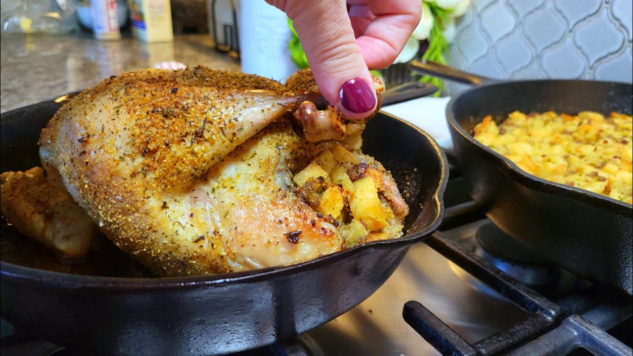 Stuffed Chicken roasted in the oven | STUFFING RECIPE perfect for the holidays!