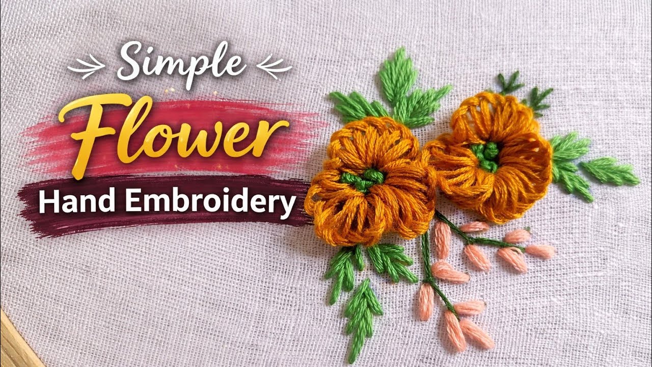 Easy Hand Embroidery Flower Design 🌼Small & Simple Floral Hand Embroidery