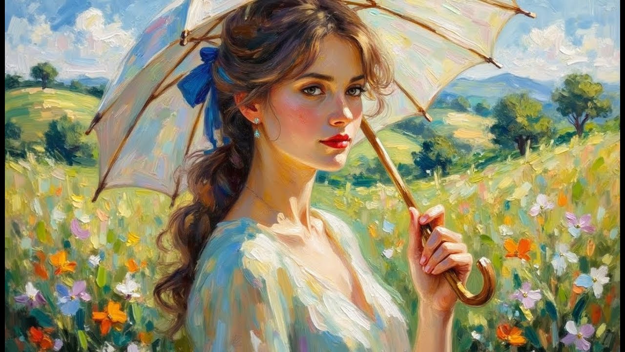 Visual Poems | Woman with a Parasol 🌿✨ | A Monet Painting Brought to Lifeoman with a Parasol