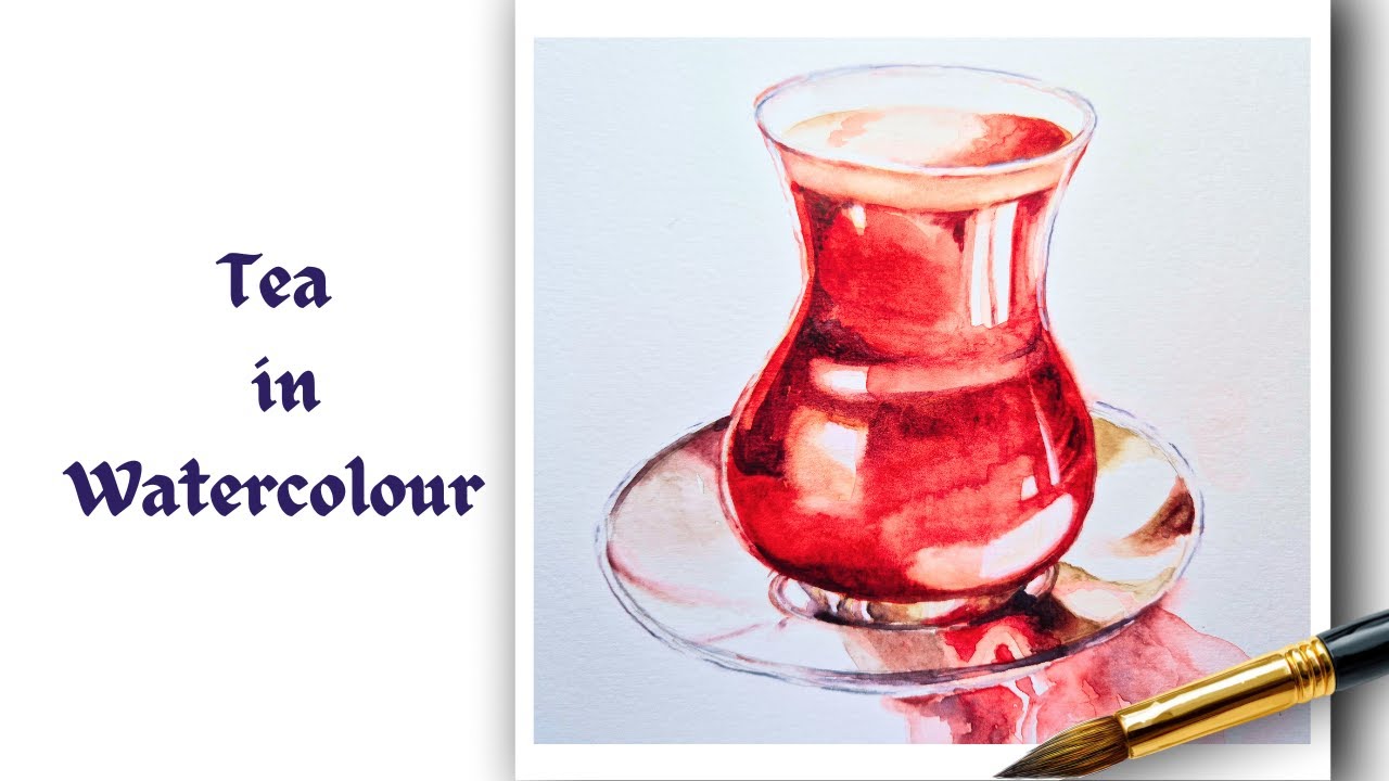 Turkish Tea Glass Watercolour Painting | Relaxing Art Process
