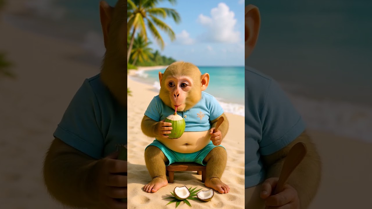 Baby Monkey Drinks So Much Coconut Water 🥥 | Cutest Video Ever
