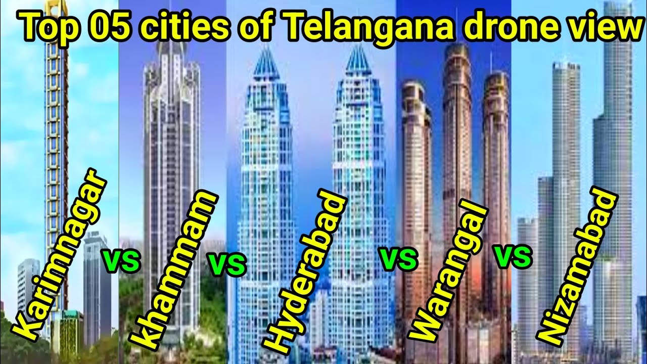 top 05 Telangana cities view//4k view//karimnagar, khammam, nizamabad, Warangal ,Hyderabad ..