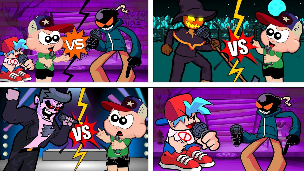 Cebolinha e Mônica em 3 Episódios de Friday Night Funkin VS Whitty, Zardy, Daddy Dearest e Boyfriend