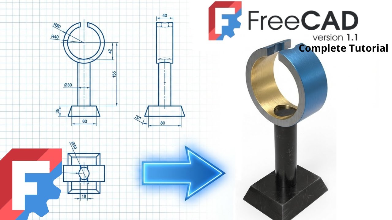 FreeCAD — Полный пошаговый учебник для начинающих. Упражнение 21.