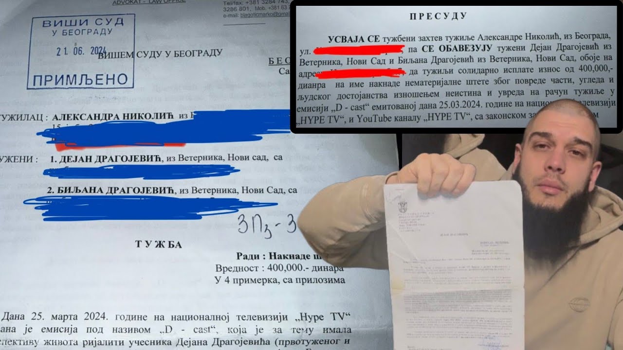 KAZNA 800.000din! Alex Nikolic TUZILA Biljanu  i Dejana Dragojevica! Mama i ja na SUDU!