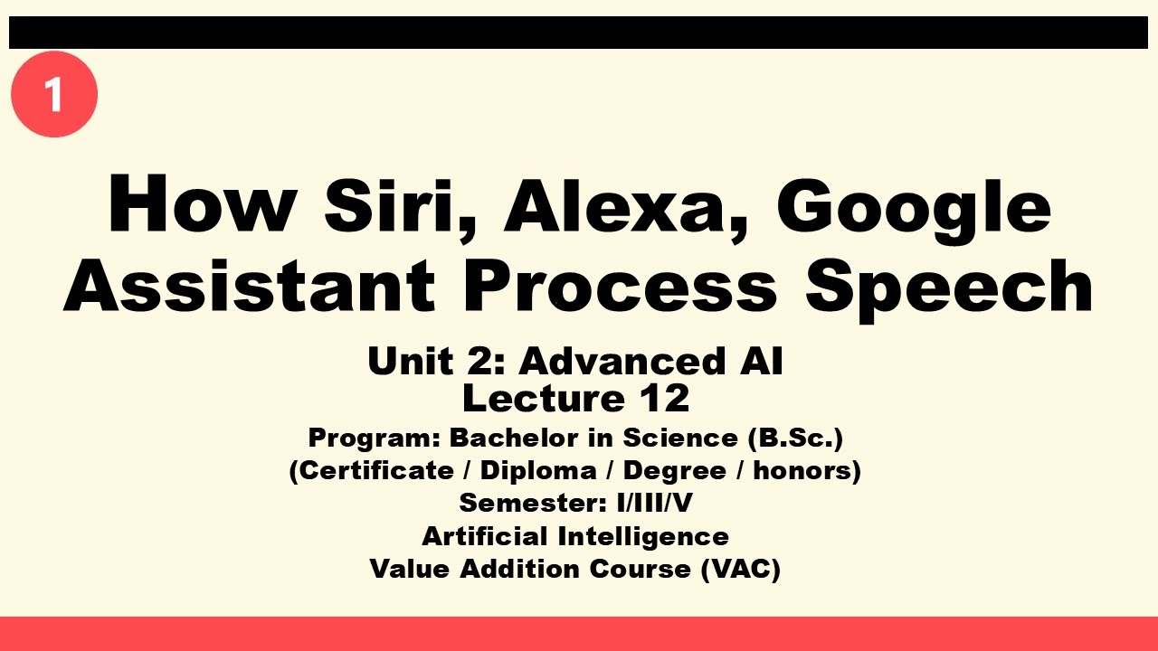 CSVTU, VAC, AI, Unit -2, Lecture 12: Voice Assistants &ndash; Speech Processing, NLP, Wake Words, TTS