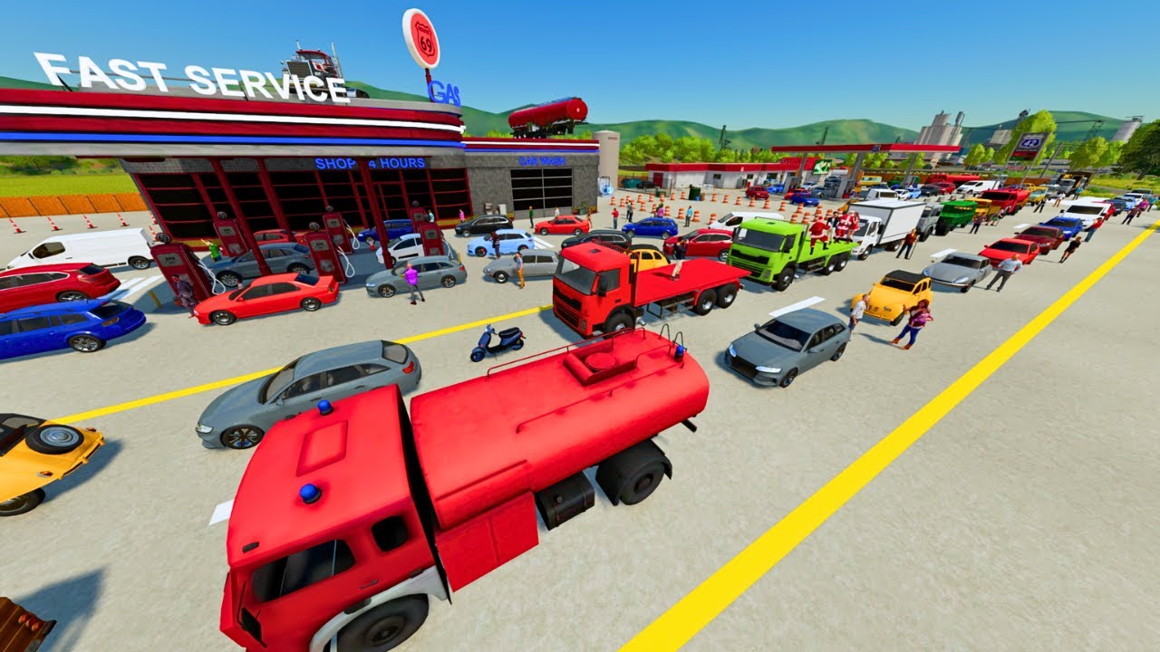 Finding tanker trucks to fill empty gas station before people get mad | Farming Simulator 22
