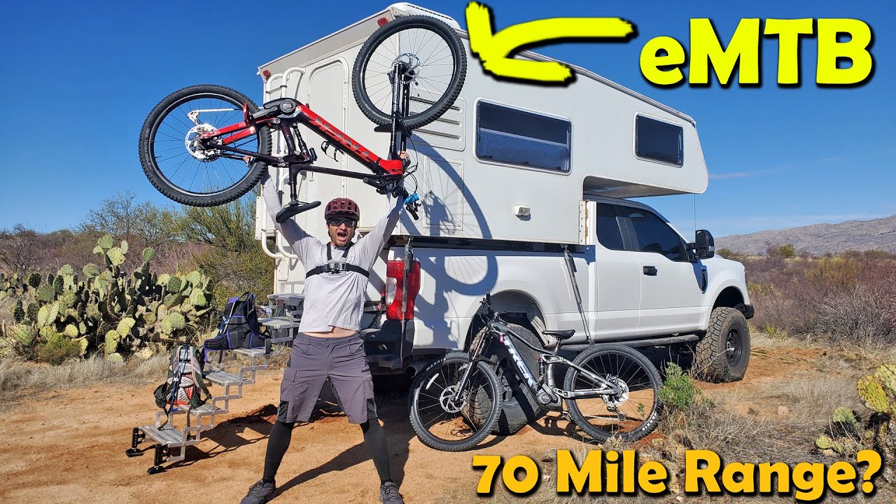 2022 Trek Rail eMTB Range Test - Can we go 70 miles?? - Truck Camper Adventures!