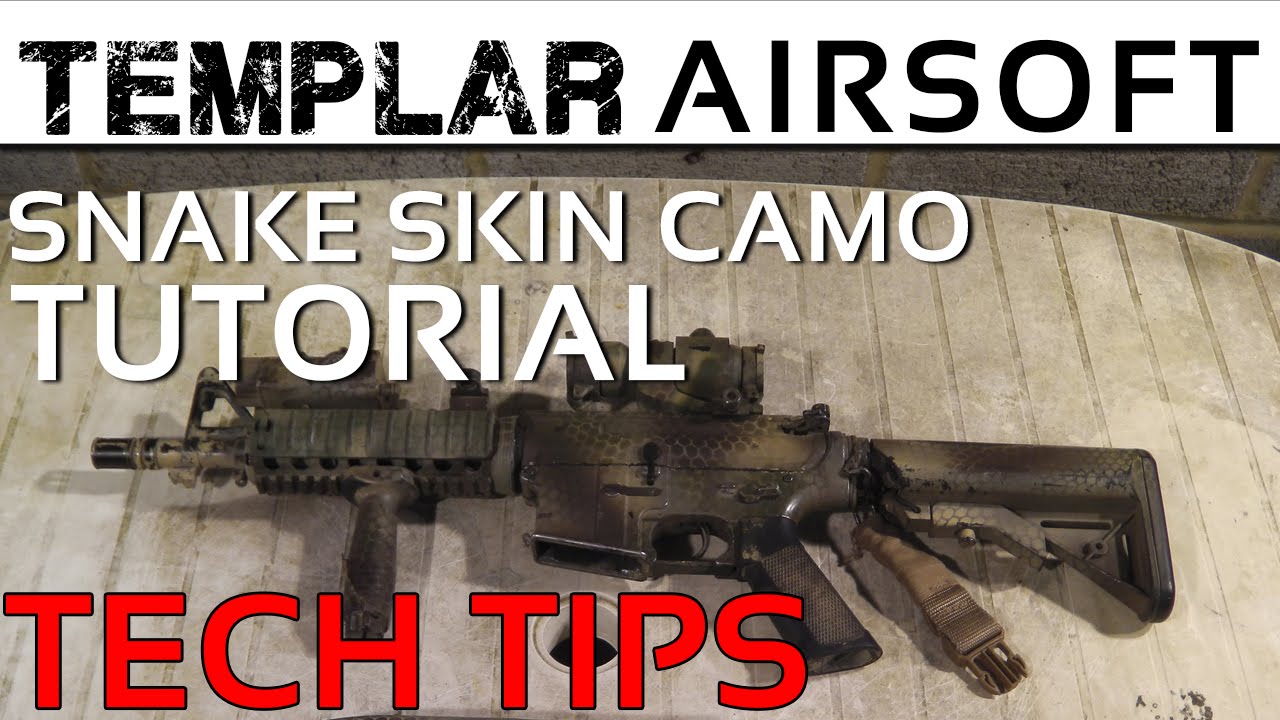 How To Spray Paint an Airsoft Gun in Snakeskin Camouflage.