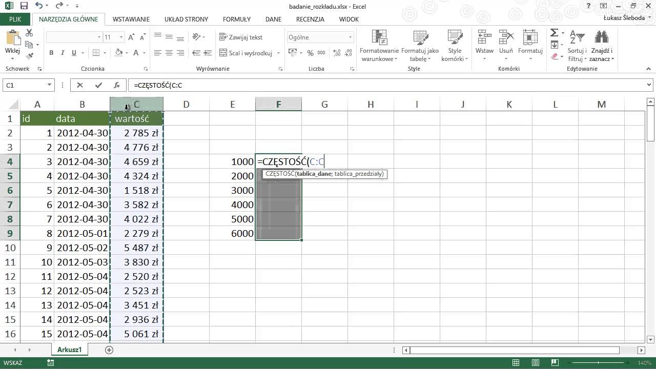EXCEL - Zaawansowane Funkcje i Formuły | Funkcja CZĘSTOŚĆ | ▶strefakursow.pl◀ #excel #exceltips