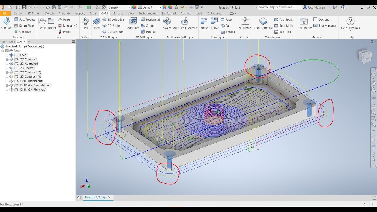 Inventor HSM 2020 Tutorial  #29  | Mill 2D Basic & Change feed rate G2 G3