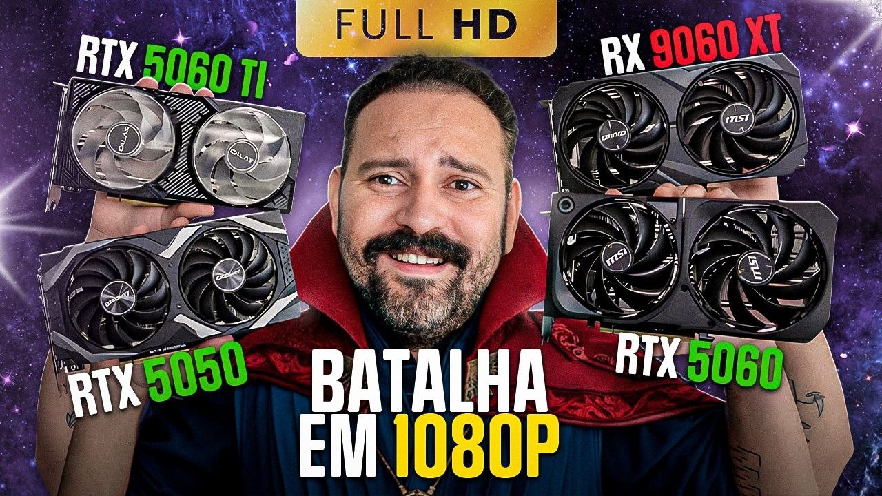 Fiz vários testes em 1080p Ultra, RX 9060XT VS RTX 5060TI VS RTX 5060 VS RTX 5050
