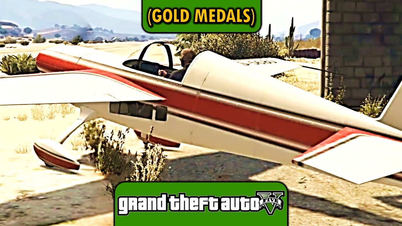 GTA 5 [OLD 100% Walkthrough] - Stunt Plane Time Trial Challenges [Gold Medals]