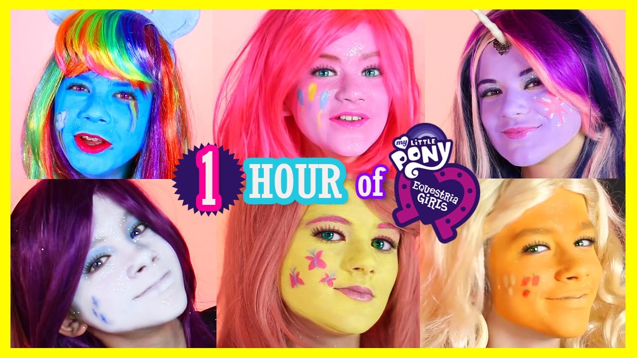 1 HOUR MY LITTLE PONY MANE 6 FACE PAINT CHALLENGES! Rainbow Dash, Pinkie Pie & Twilight Sparkles!