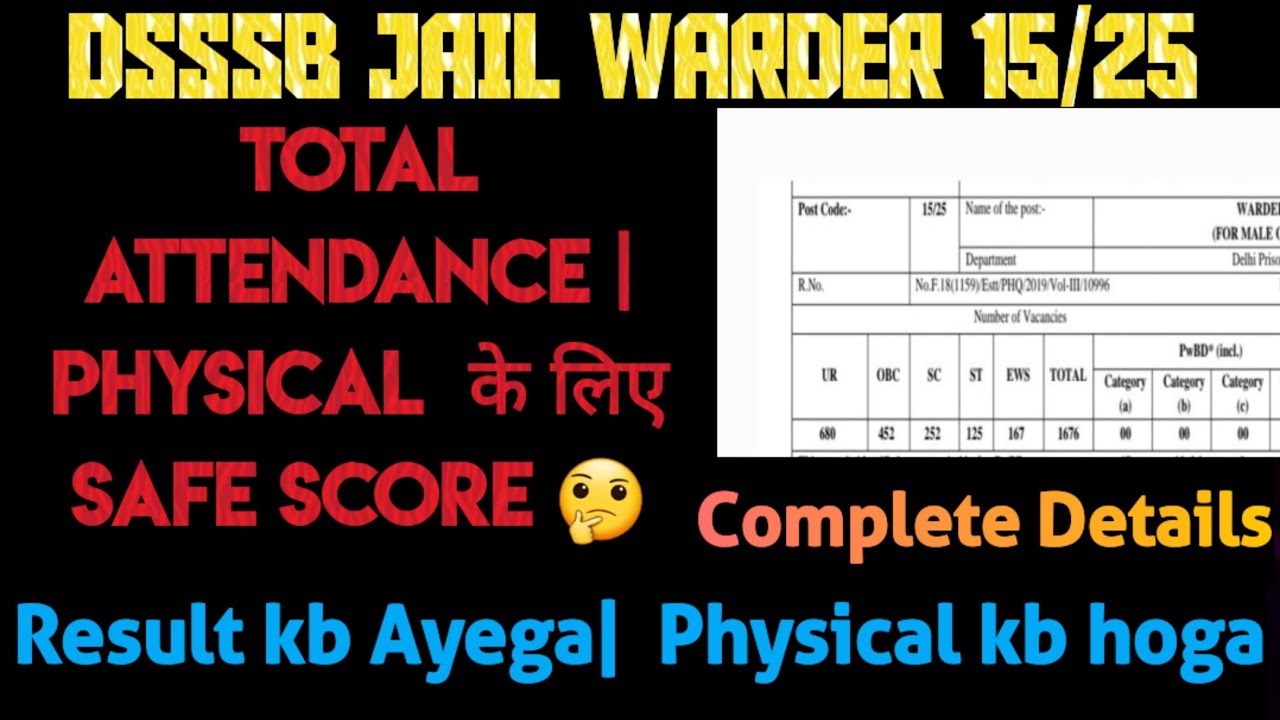Dsssb Jail Warder Physical update✅️| Kitne Number Wale Physical ki Tyari Kare🏃|complete analysis 