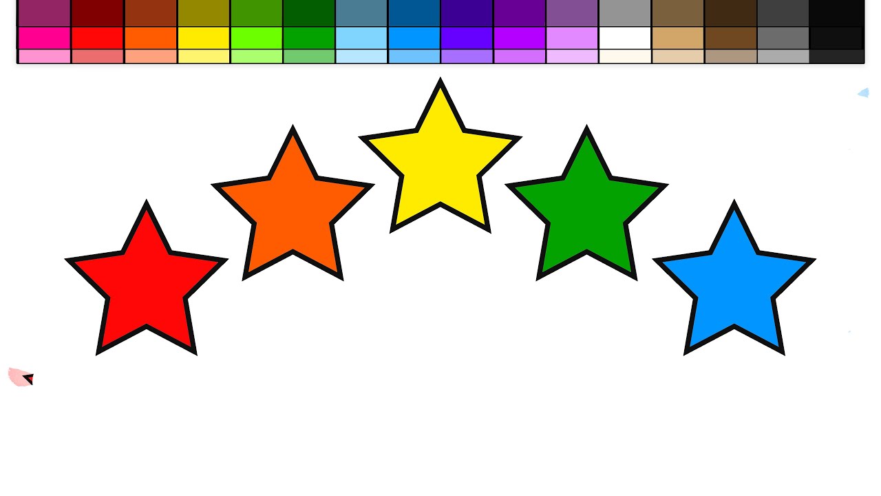 Learn Colors for Kids and Color Rainbow and Stars in Space Coloring Pages