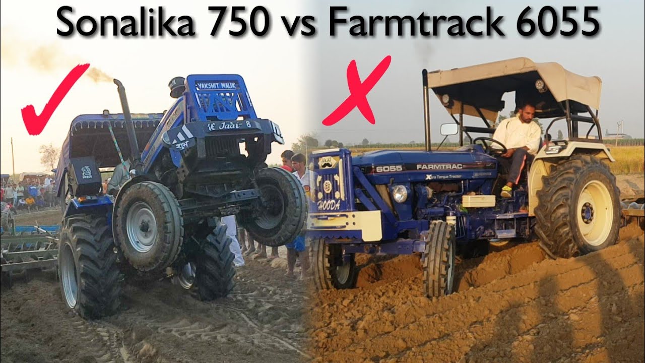 Sonalika 750 vs Farmtrack 6055 in two Harrow compitison