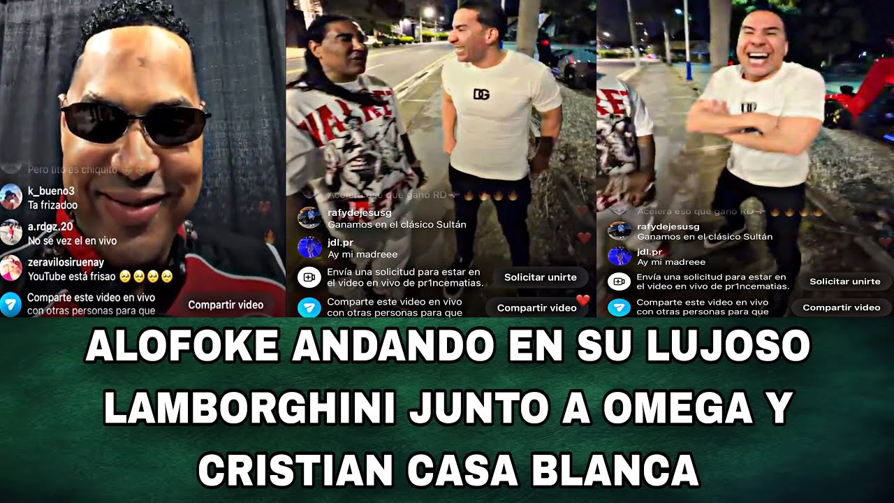 ALOFOKE ANDANDO EN SU LUJOSO LAMBORGHINI JUNTO A OMEGA Y CRISTIAN CASA BLANCA