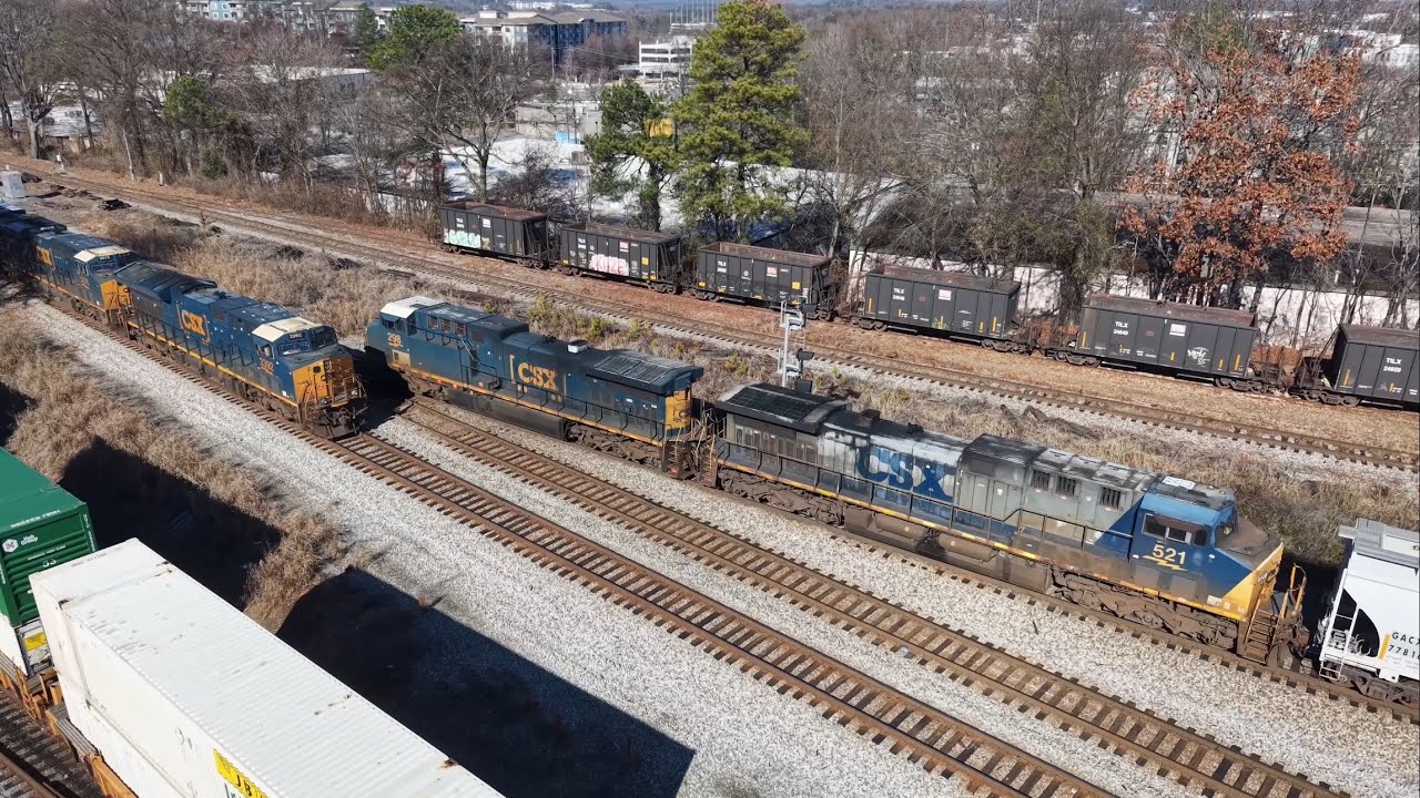 Four CSX Trains Meet at Howell Wye, A CSX Stack Meets an NS Stack and Blocks the Diamonds.