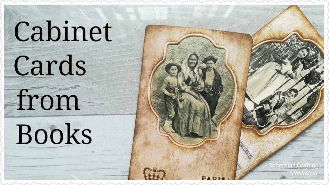 Vintage Cabinet cards made from book pages Tutorial