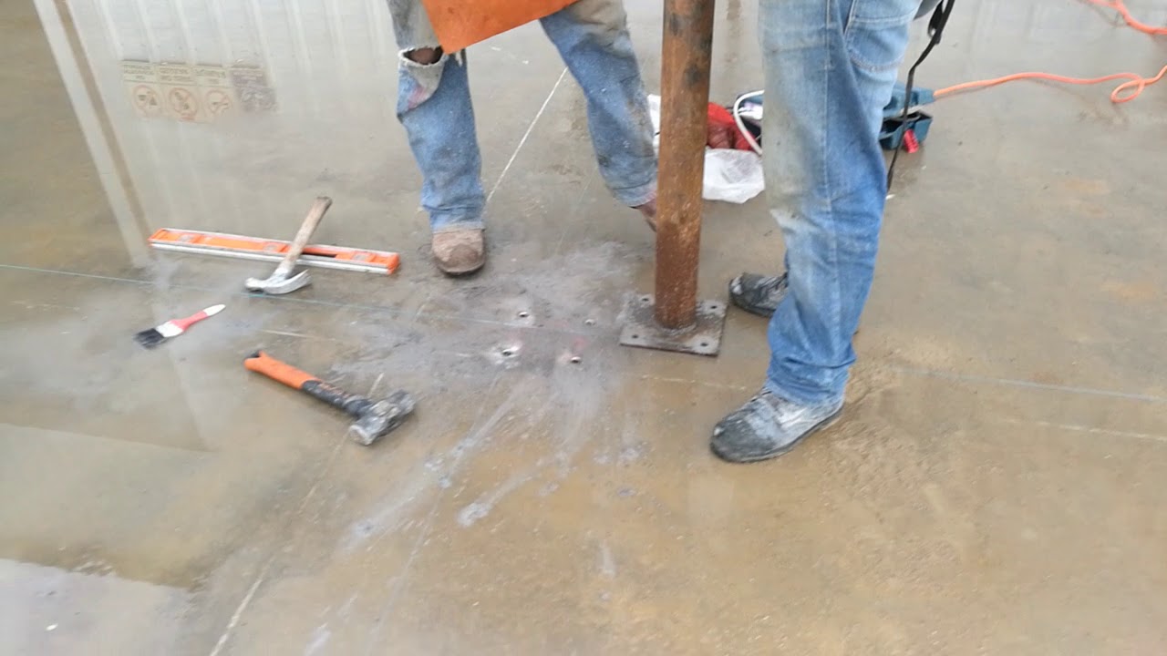 ESTRUCTURA, COLOCACIÓN DE PILAR DE ACERO A BASE DE PLACA METÁLICA PARTE 3