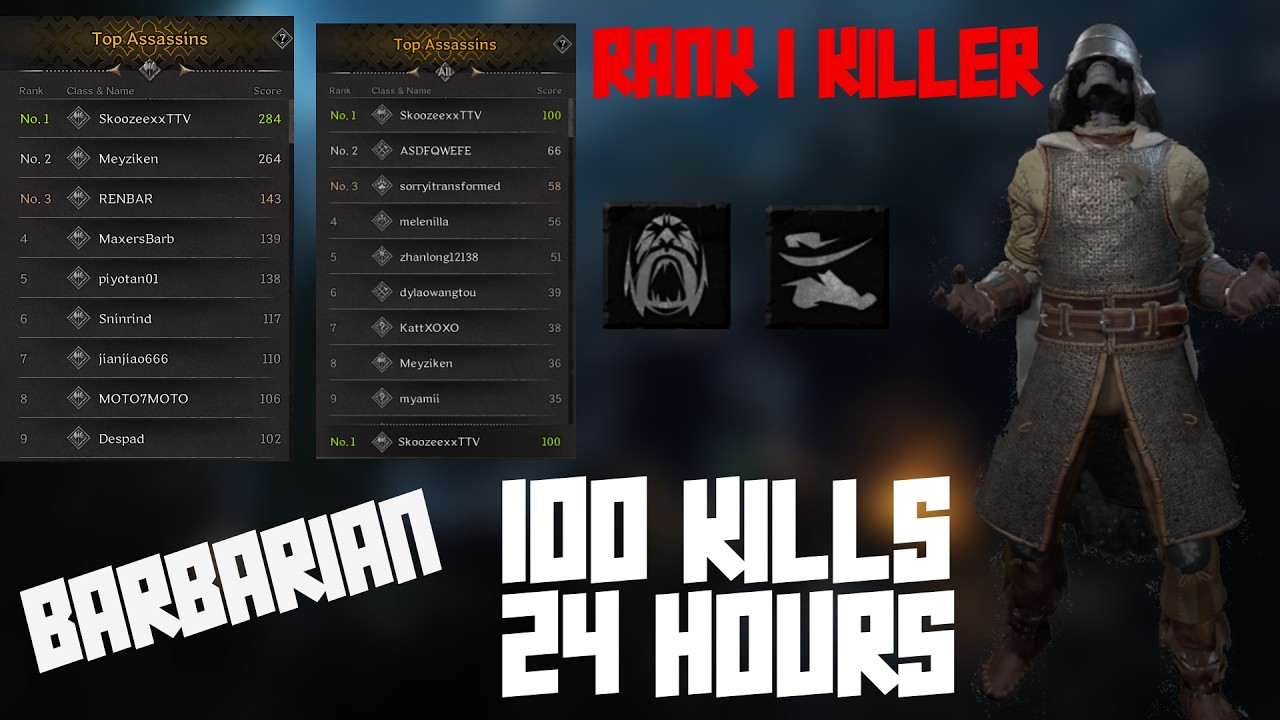 100 KILLS in 24 HOURS -  RANK 1 ASSASSIN (Solo BARBARIAN) | Dark and Darker