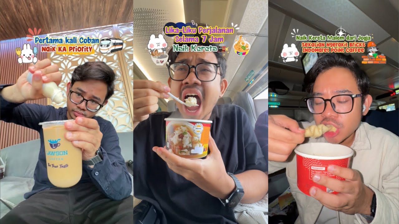 NAIK KERETA 7 JAM MAKAN APA AJA YA?🤔🥓🍲