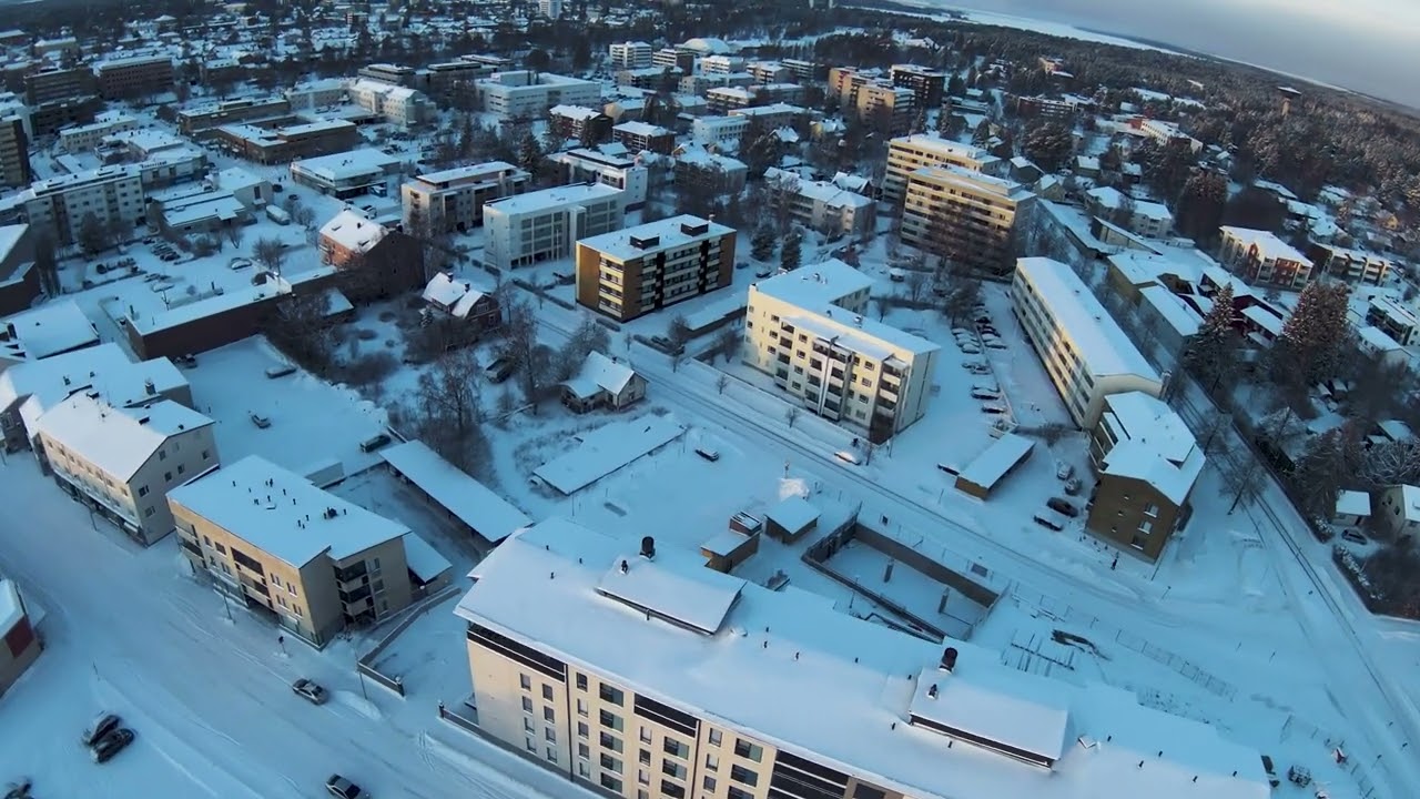 Drone view of Kokkola City, Finland (4K)