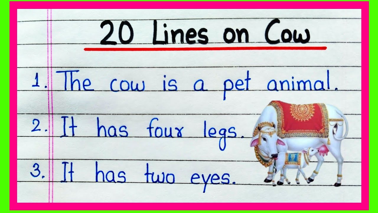 20 lines essay on The Cow in English writing | The Cow essay 20 lines | The Cow essay