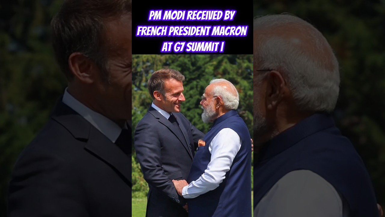 PM Modi received by French President Macron at G7 summit | #G7 | #shorts