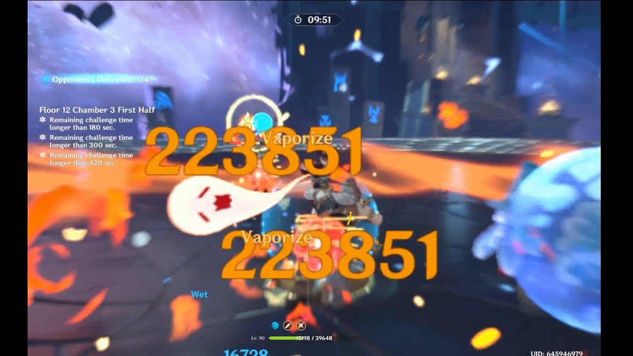 [5.4b Abyss] C0 Hutao Top-Half Continuous Speedrun 155s! (6 cost)
