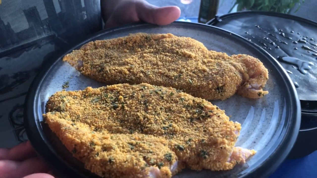 Milanese Chicken with Mozzarella, Rocket, Basil and Tomatoes Cooked on the Cadac Safari Chef 2