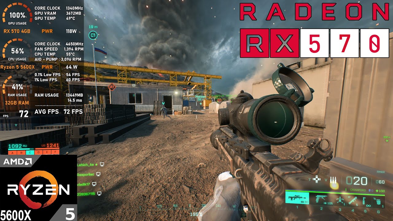 RX 570 4GB : Battlefield 2042 - 1080p (Test in 2025)