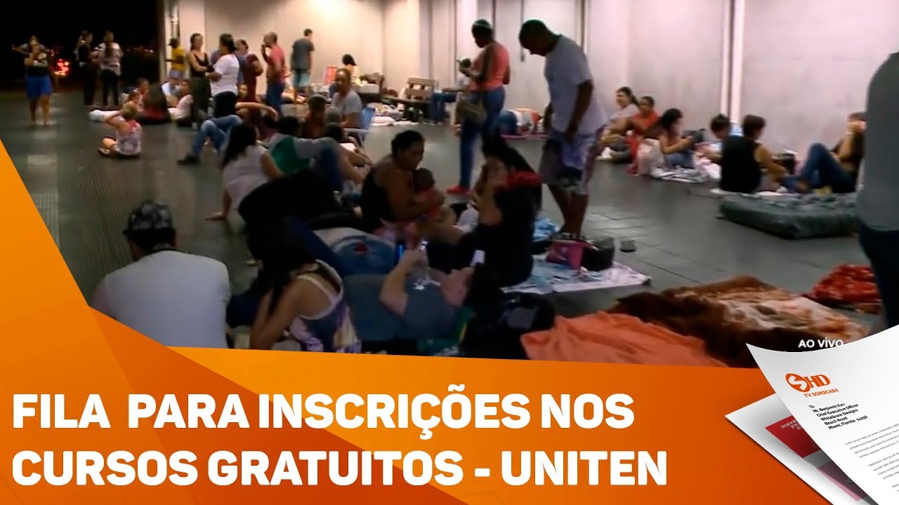 Fila para as inscrições nos cursos gratuitos UNITEN - TV SOROCABA/SBT