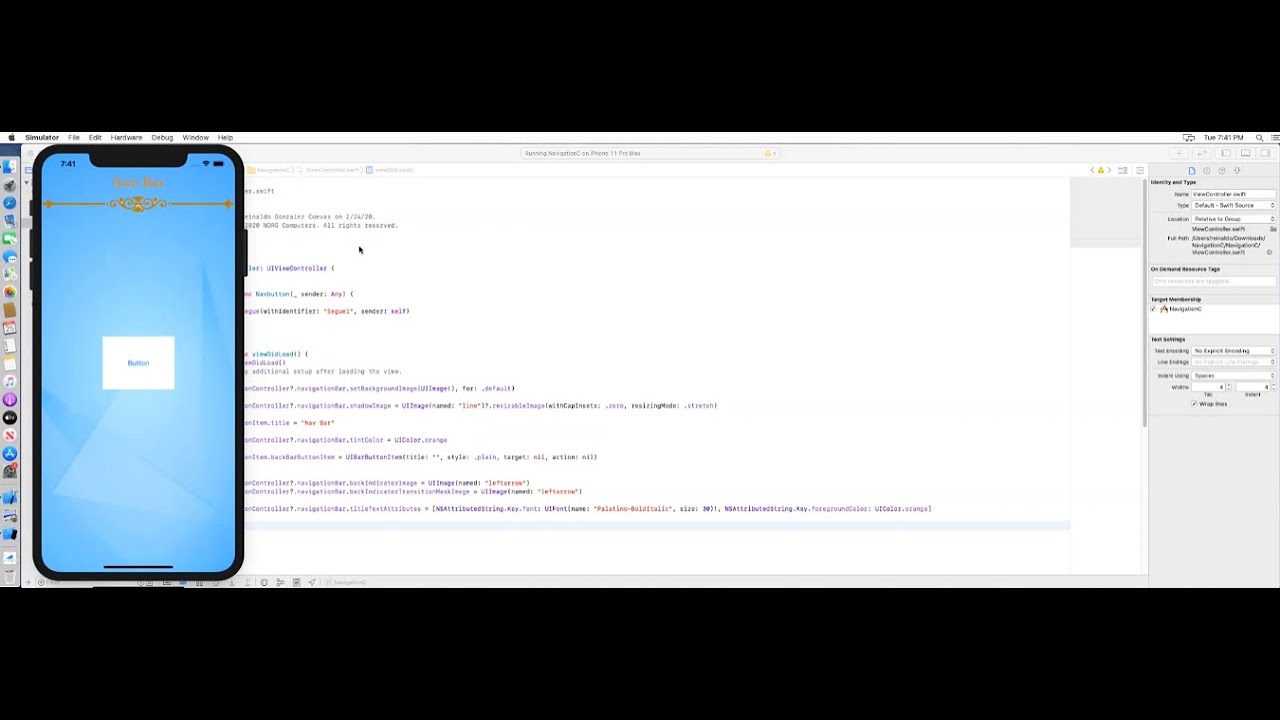 How to customize the Navigation Bar.  Xcode / Swift.