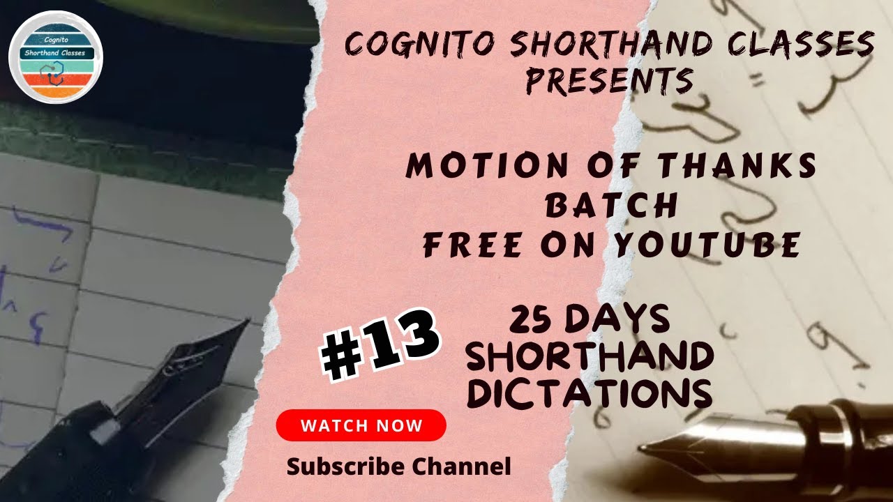 #13 80-85  SSC Stenographer 2025 | Motion of Thanks Batch | 25 Days Shorthand Dictations  Ganesh Sir