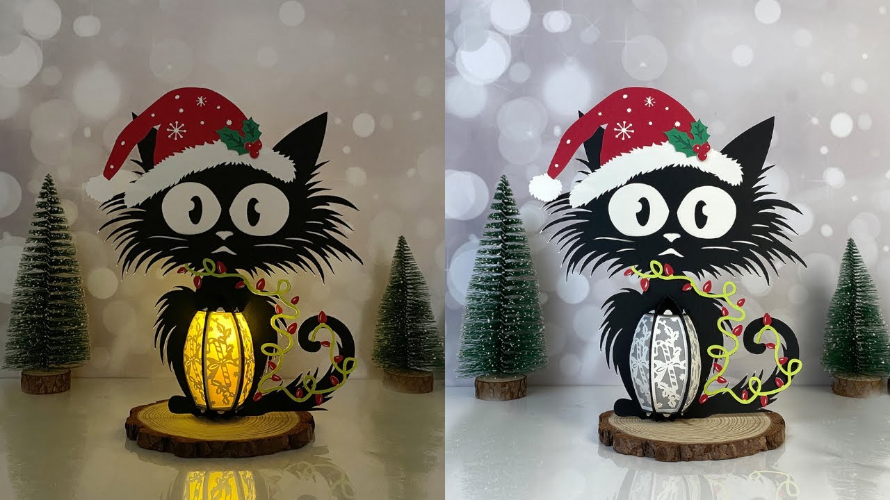 How To Make Paper Cut Lantern Cat Xmas