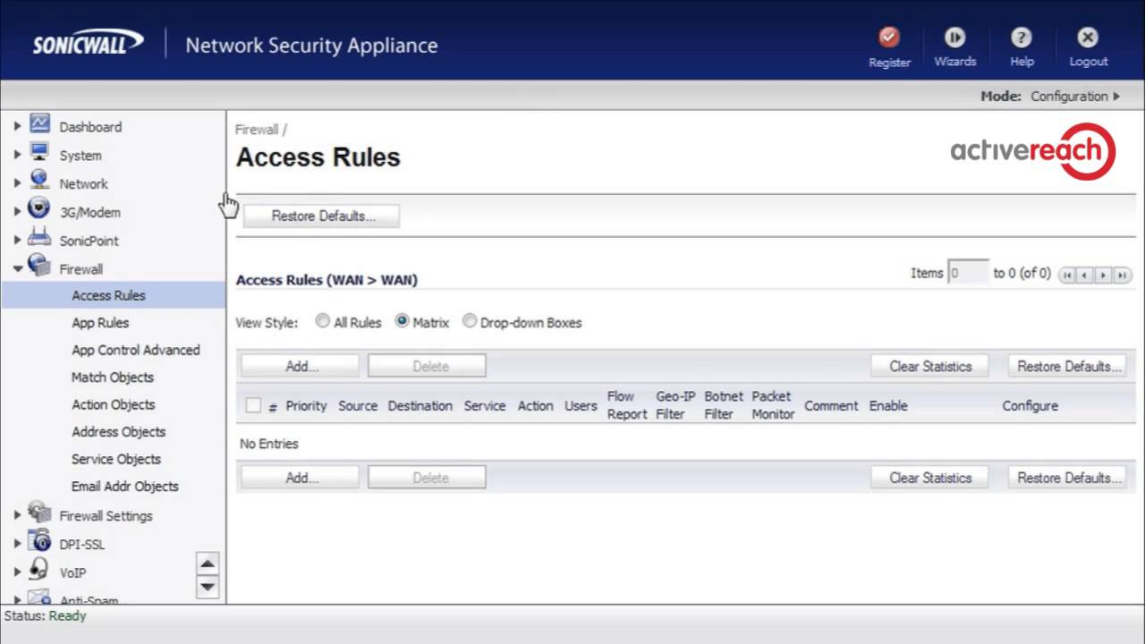Restricting Sonicwall Management Access