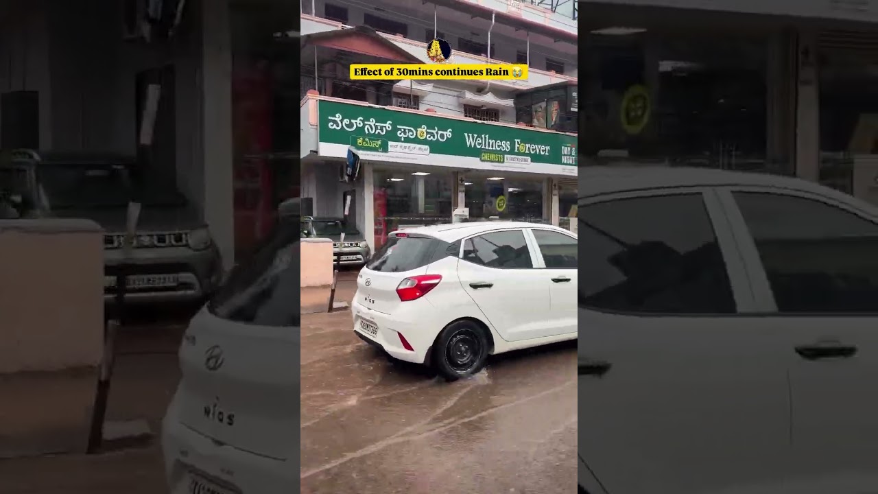 30 minutes continuously rain 🌧️ effect in udupi #udupi #weather #rain