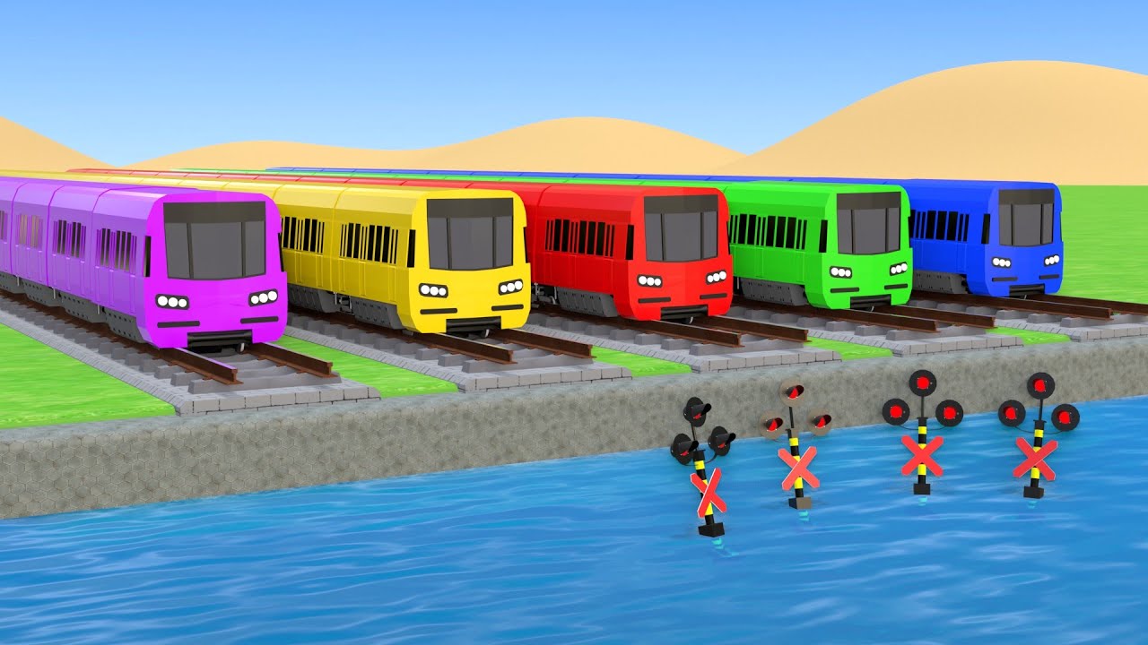 【踏切アニメ】あぶない電車 5 TRAIN Climping Pynamid 🚍 Fumikiri 3D Railroad Crossing Animation #2025
