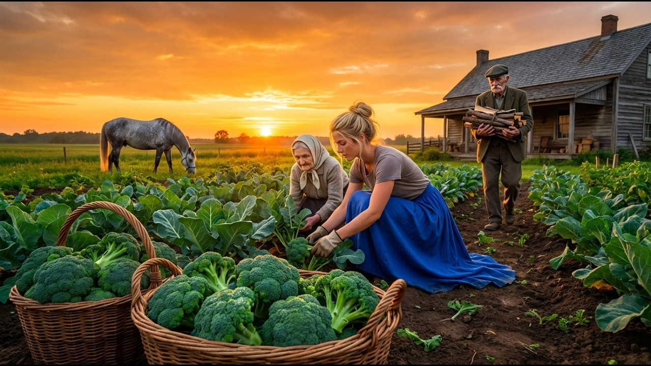 Happy country living: A day picking fresh broccoli and making rustic soup (Farm fresh ASMR)