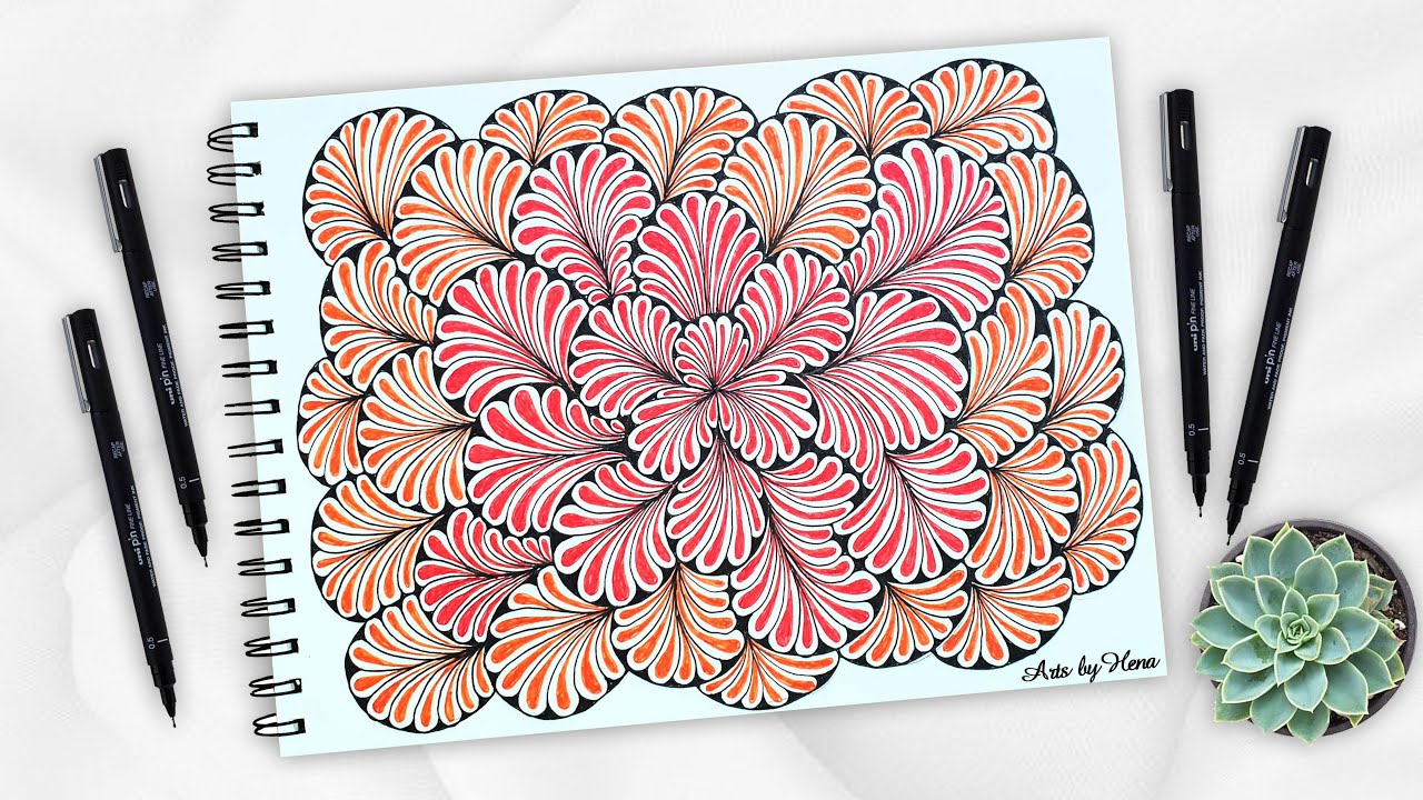 How To Draw Colorful Zentangle Art For Beginners || Zentangle Patterns || Zen-Doodle
