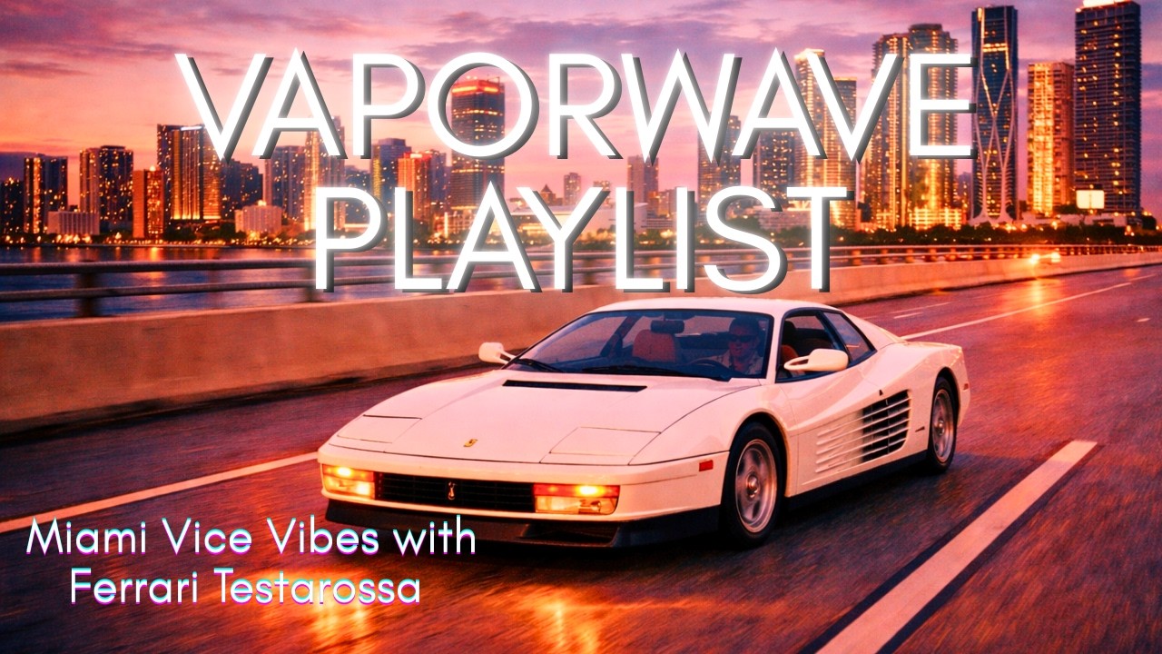 Miami Vice Vibes with Ferrari Testarossa | 80s Vaporwave Playlist – LoveWave Station 1988 🌴🌇