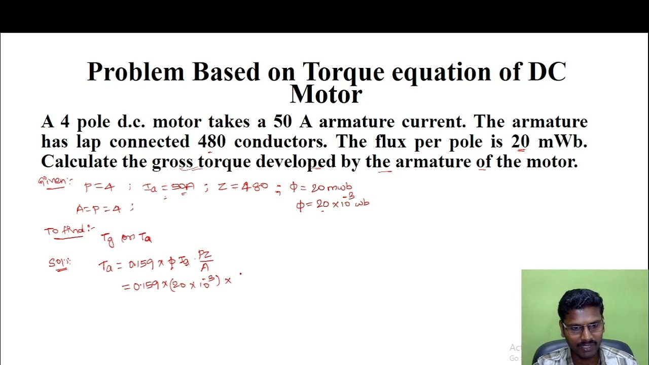 Problem on Torque Equation of DC Motor